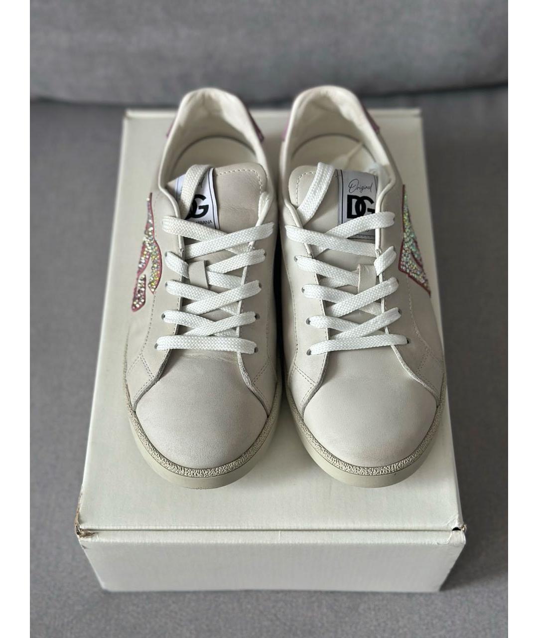 DOLCE&GABBANA Серые кожаные кроссовки, фото 5