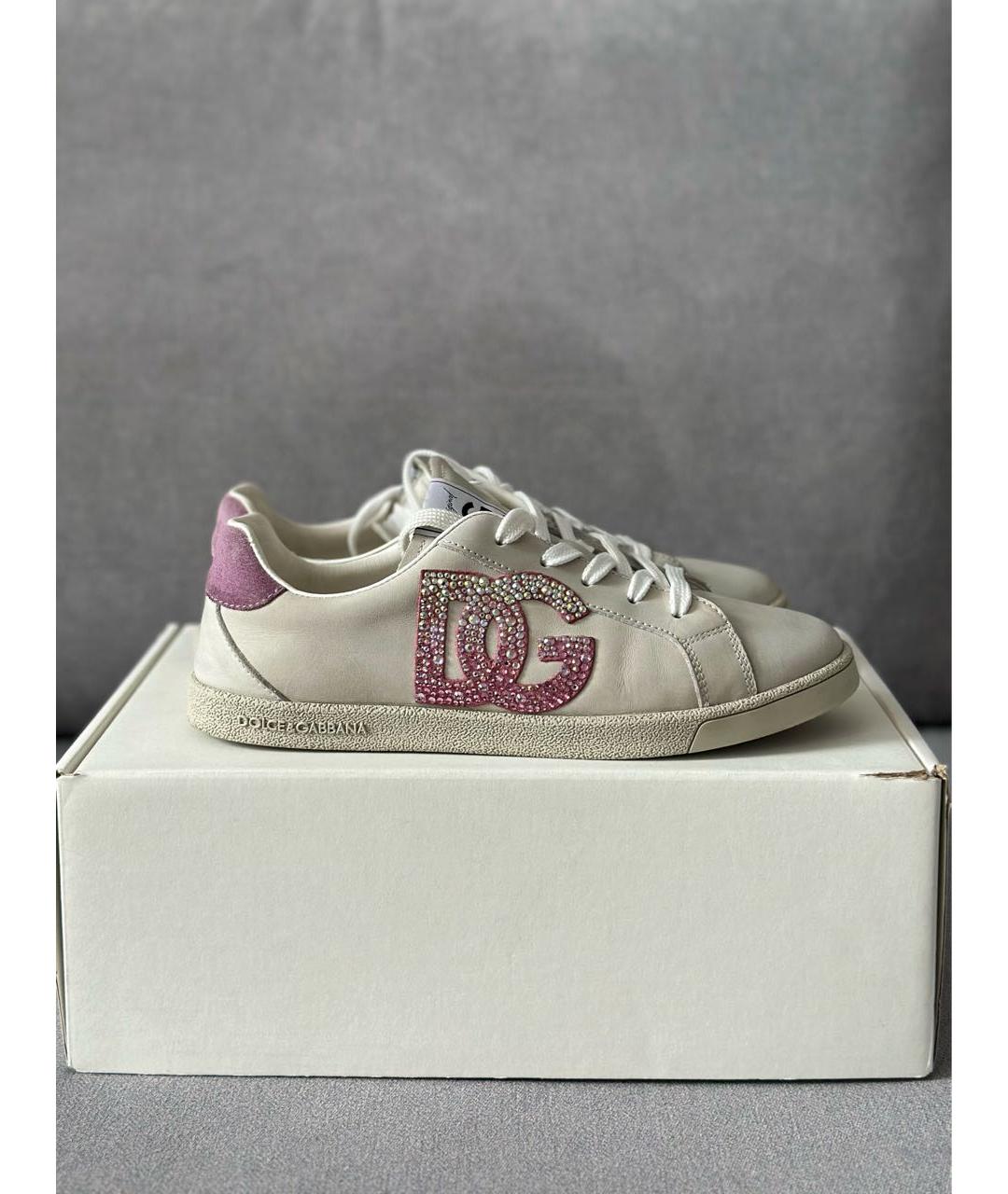 DOLCE&GABBANA Серые кожаные кроссовки, фото 3