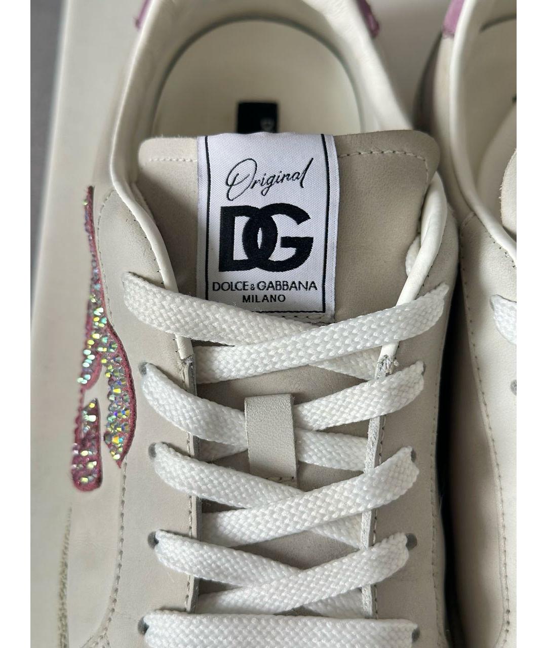 DOLCE&GABBANA Серые кожаные кроссовки, фото 7