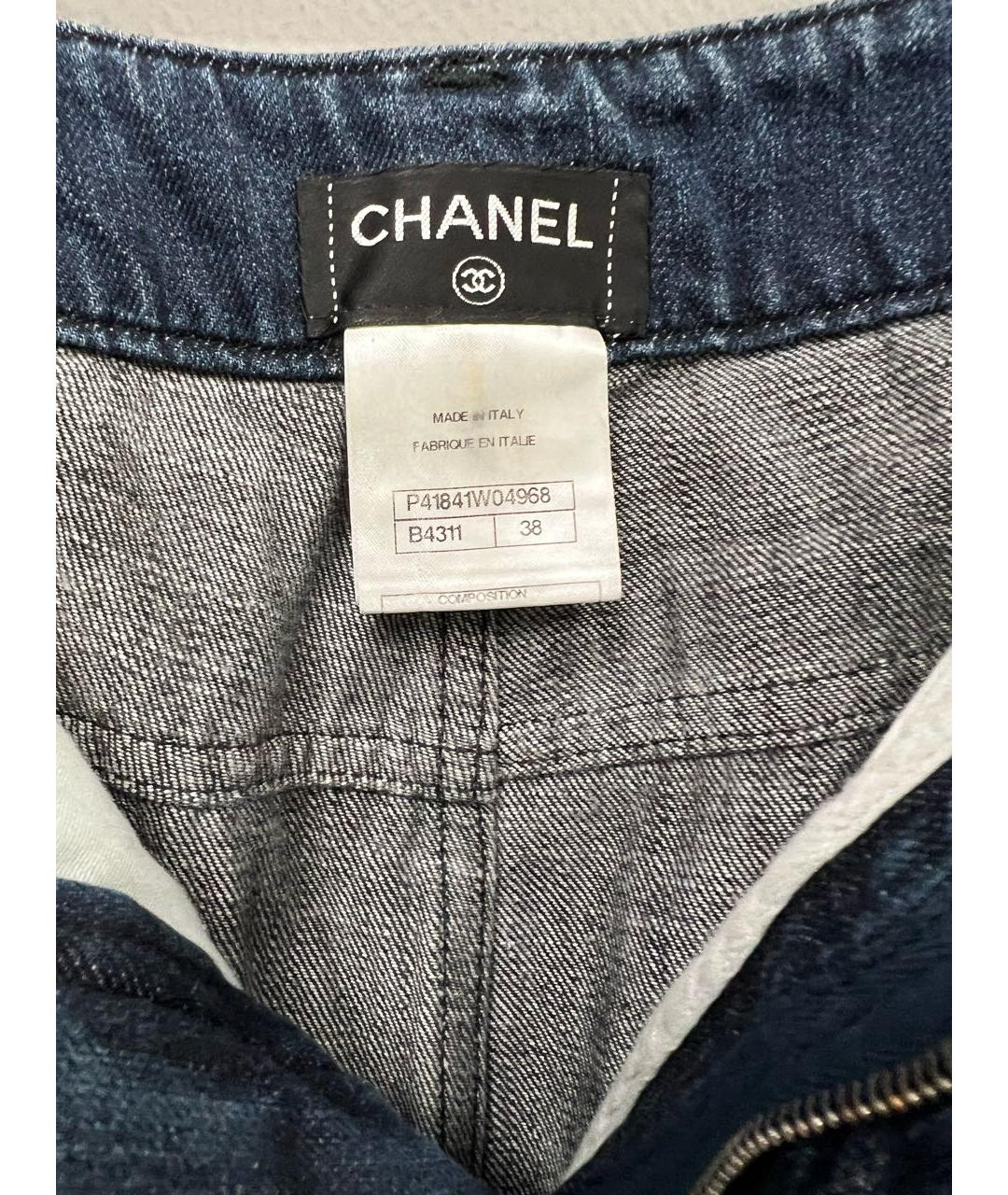 CHANEL Синие хлопковые прямые джинсы, фото 5