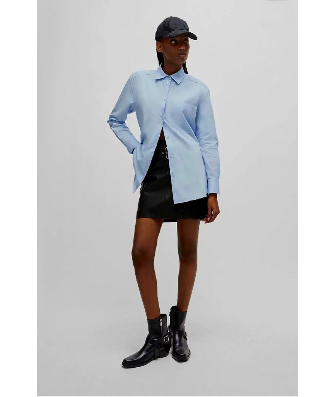 HUGO Голубая хлопковая рубашка, фото 5