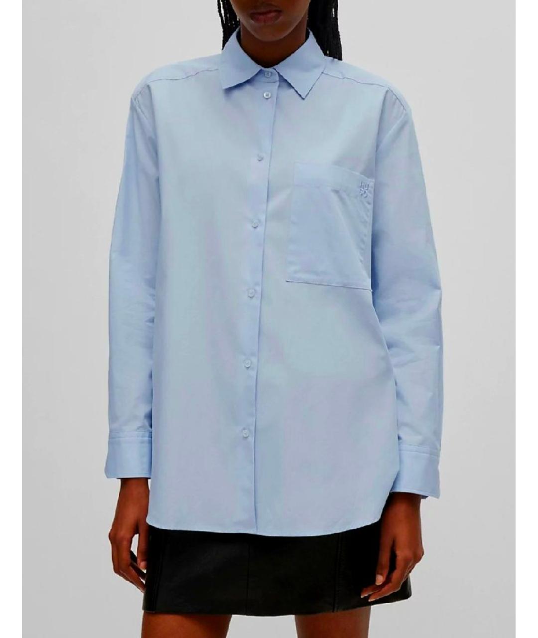 HUGO Голубая хлопковая рубашка, фото 4