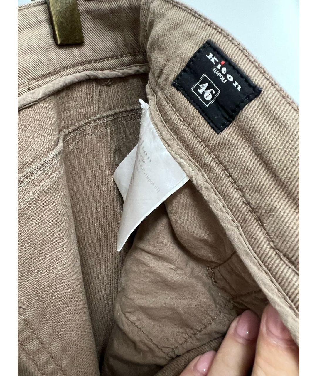 KITON Коричневые хлопковые прямые джинсы, фото 5