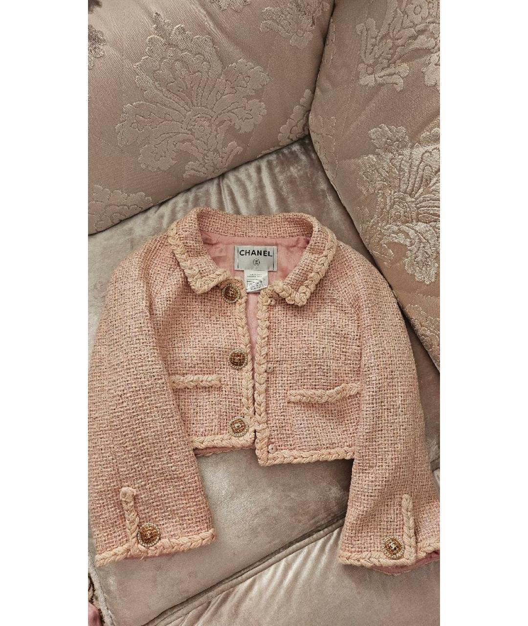 CHANEL Розовый твидовый жакет/пиджак, фото 10