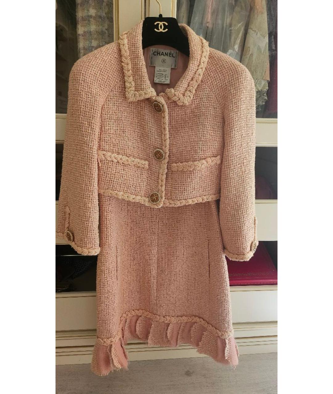 CHANEL Розовый твидовый жакет/пиджак, фото 3