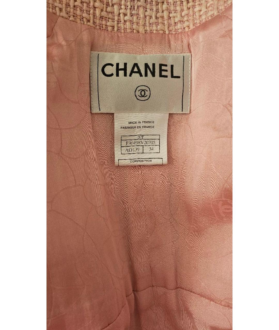 CHANEL Розовый твидовый жакет/пиджак, фото 9