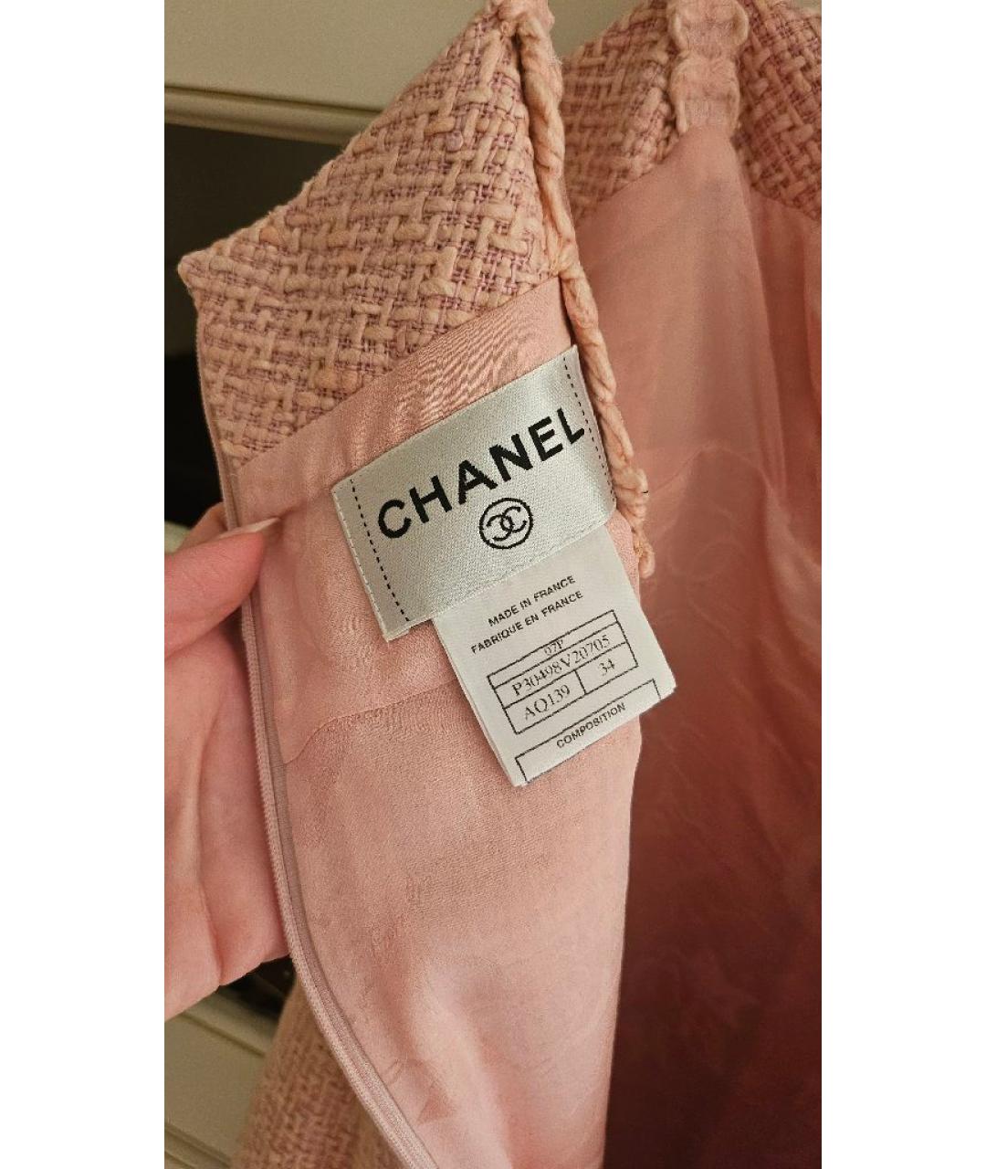 CHANEL Розовый твидовый жакет/пиджак, фото 5