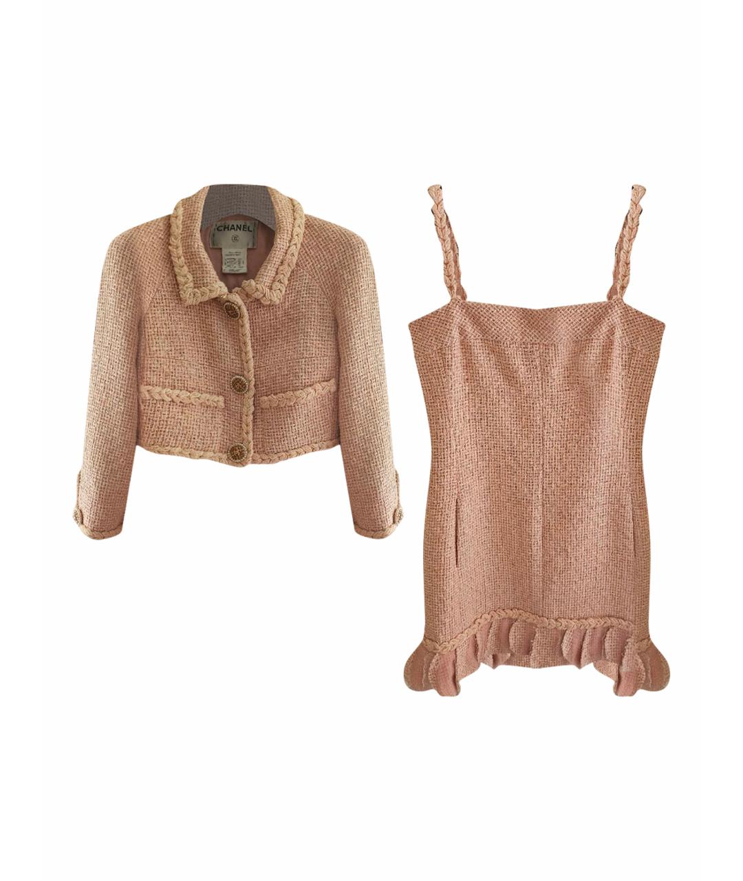 CHANEL Розовый твидовый жакет/пиджак, фото 1