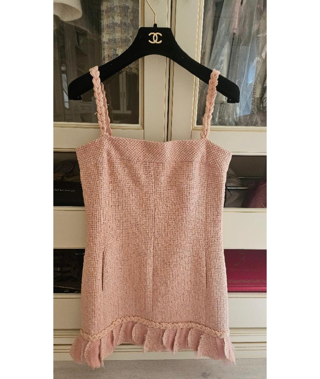 CHANEL Розовый твидовый жакет/пиджак, фото 2