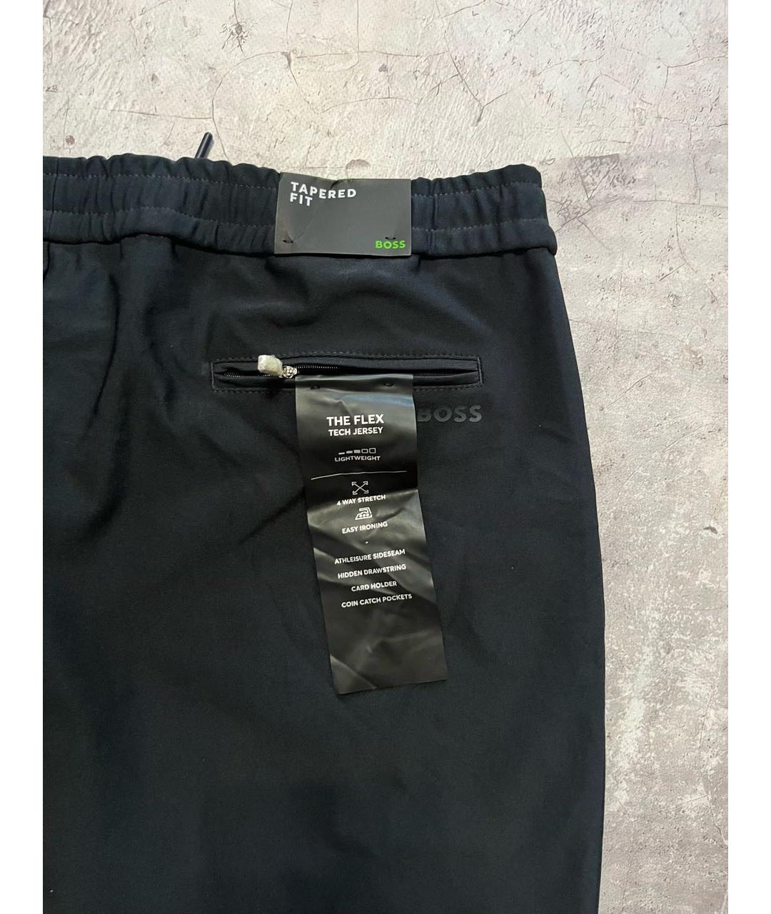 HUGO BOSS Темно-синие полиэстеровые повседневные брюки, фото 3