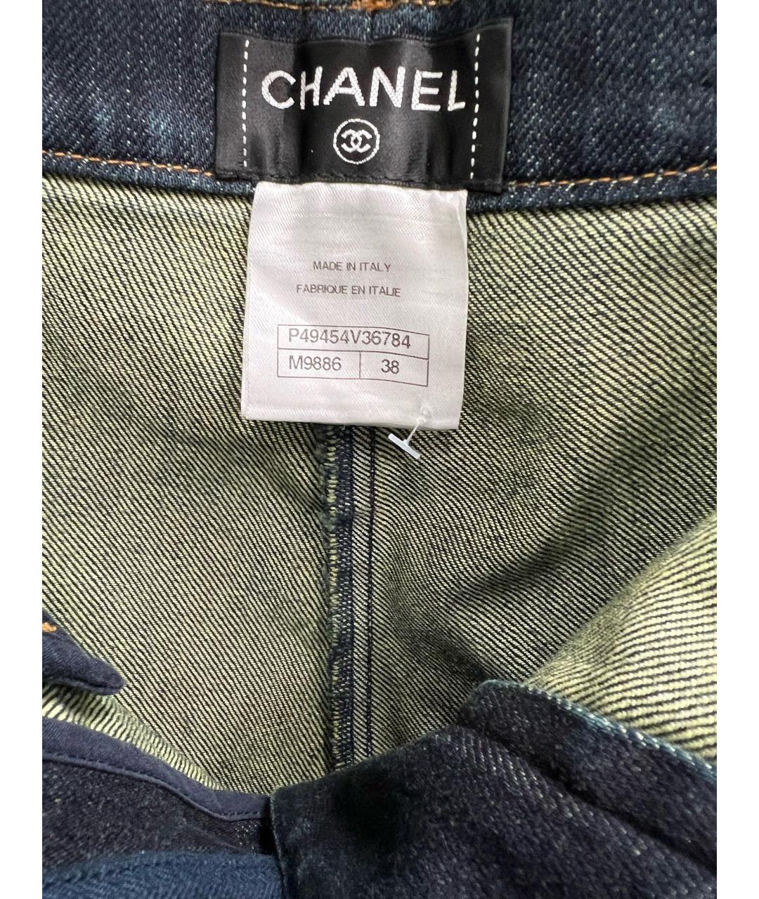 CHANEL Синие хлопковые джинсы слим, фото 4