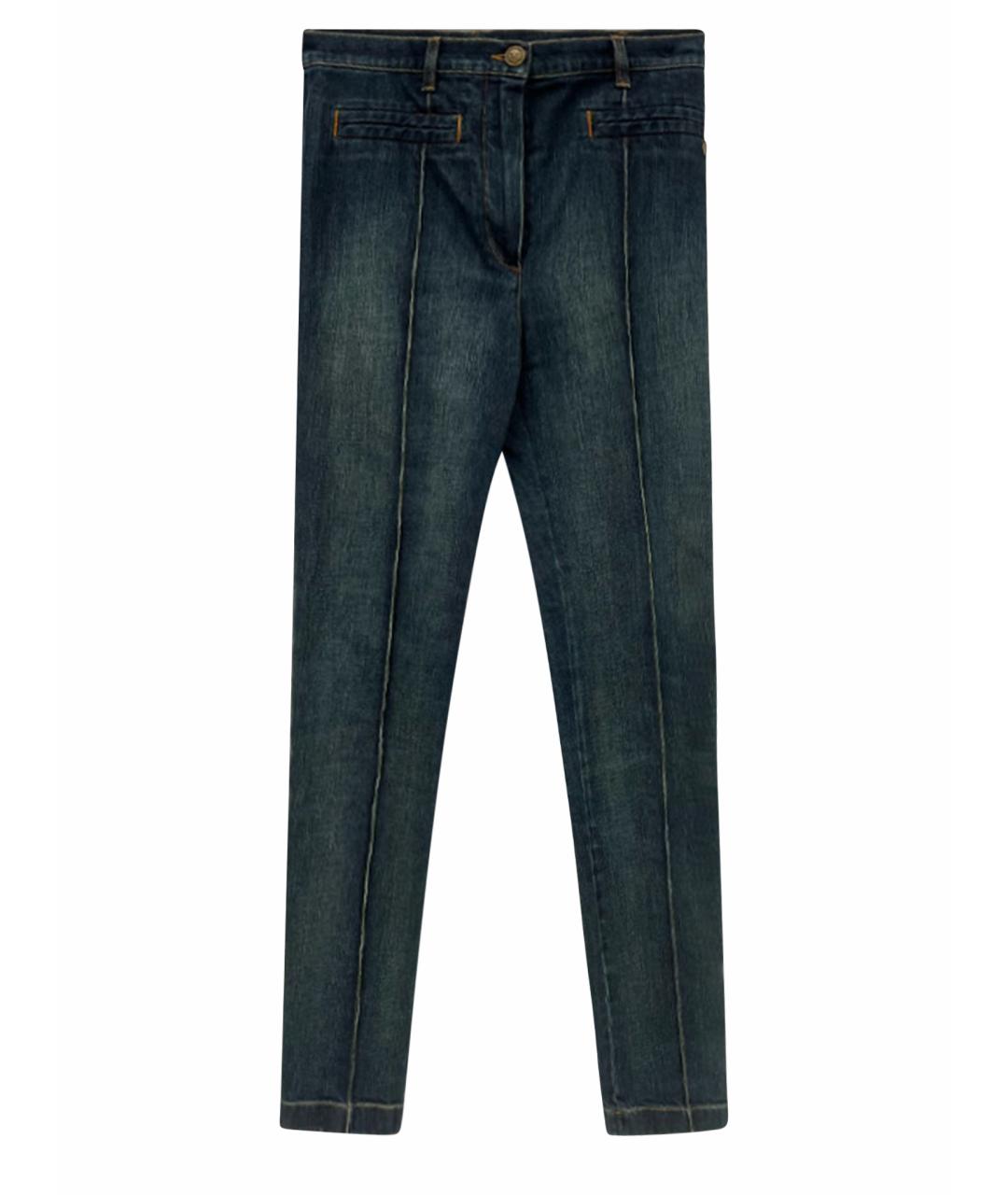 CHANEL Синие хлопковые джинсы слим, фото 1