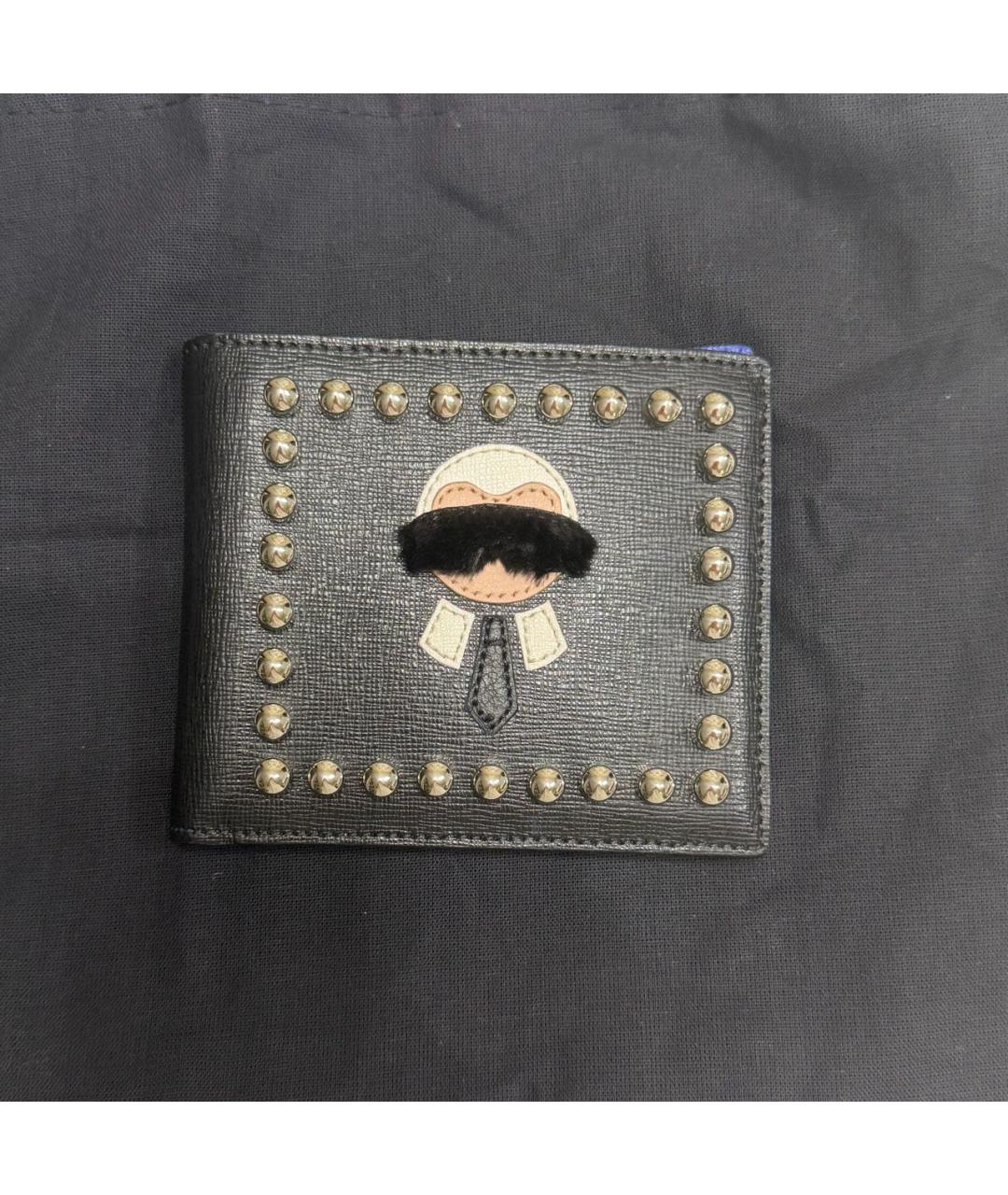 FENDI Черный кожаный кошелек, фото 5