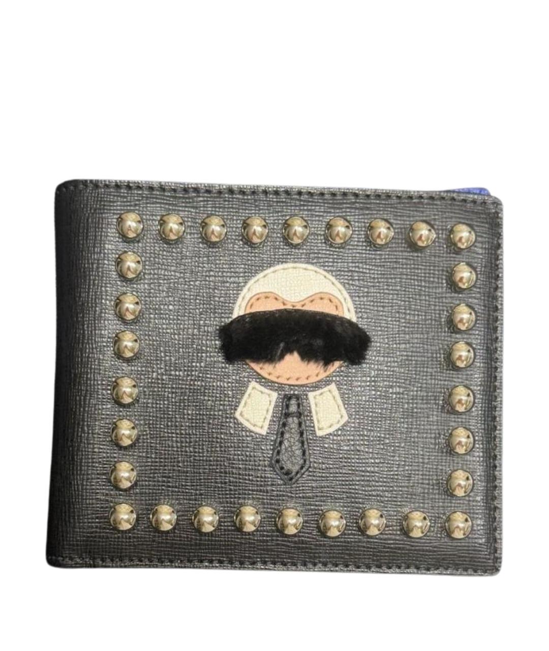 FENDI Черный кожаный кошелек, фото 1