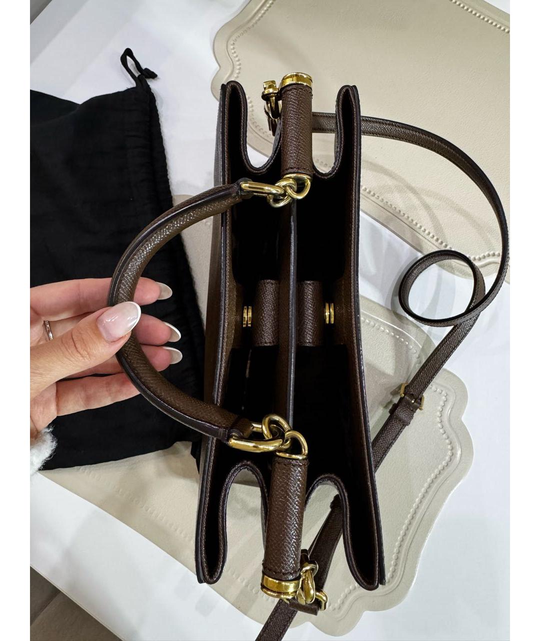 DOLCE&GABBANA Коричневая кожаная сумка тоут, фото 4