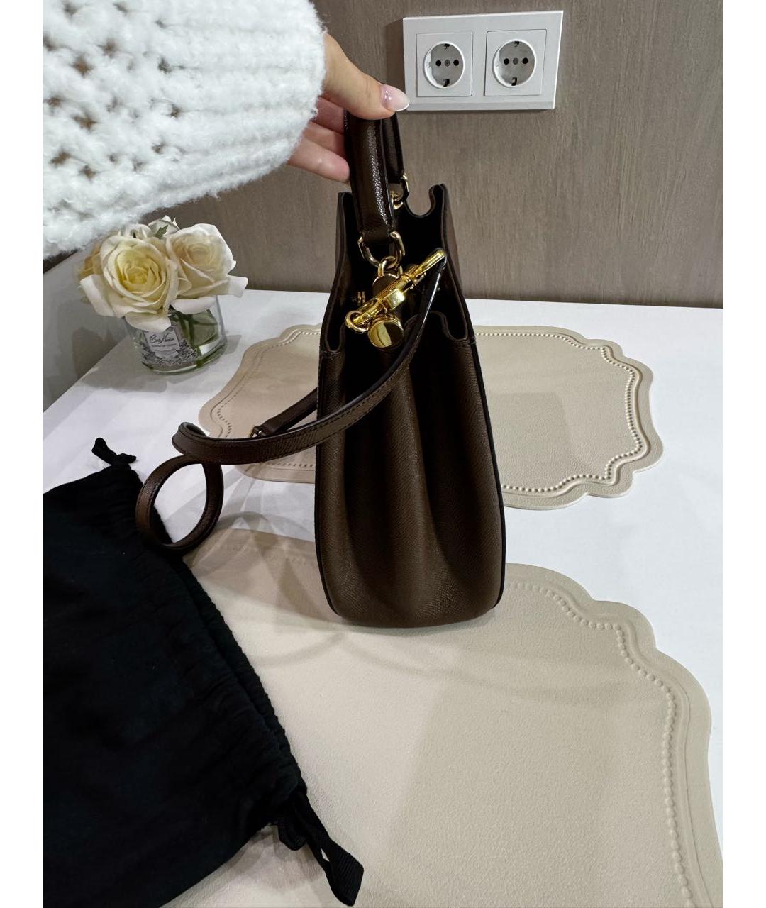 DOLCE&GABBANA Коричневая кожаная сумка тоут, фото 2