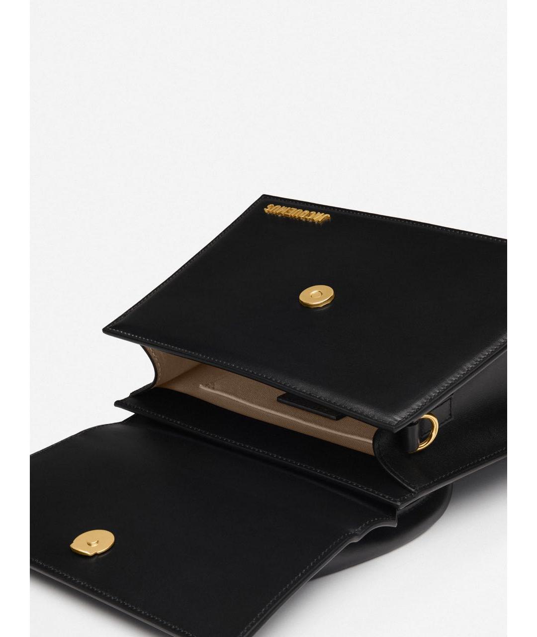 JACQUEMUS Черная кожаная сумка с короткими ручками, фото 5