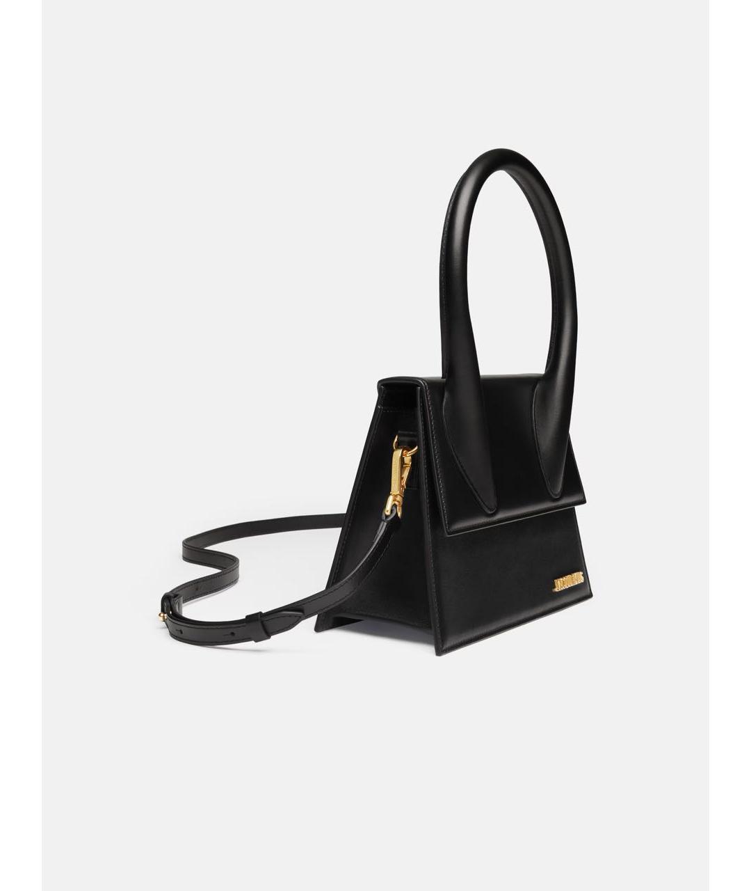 JACQUEMUS Черная кожаная сумка с короткими ручками, фото 2