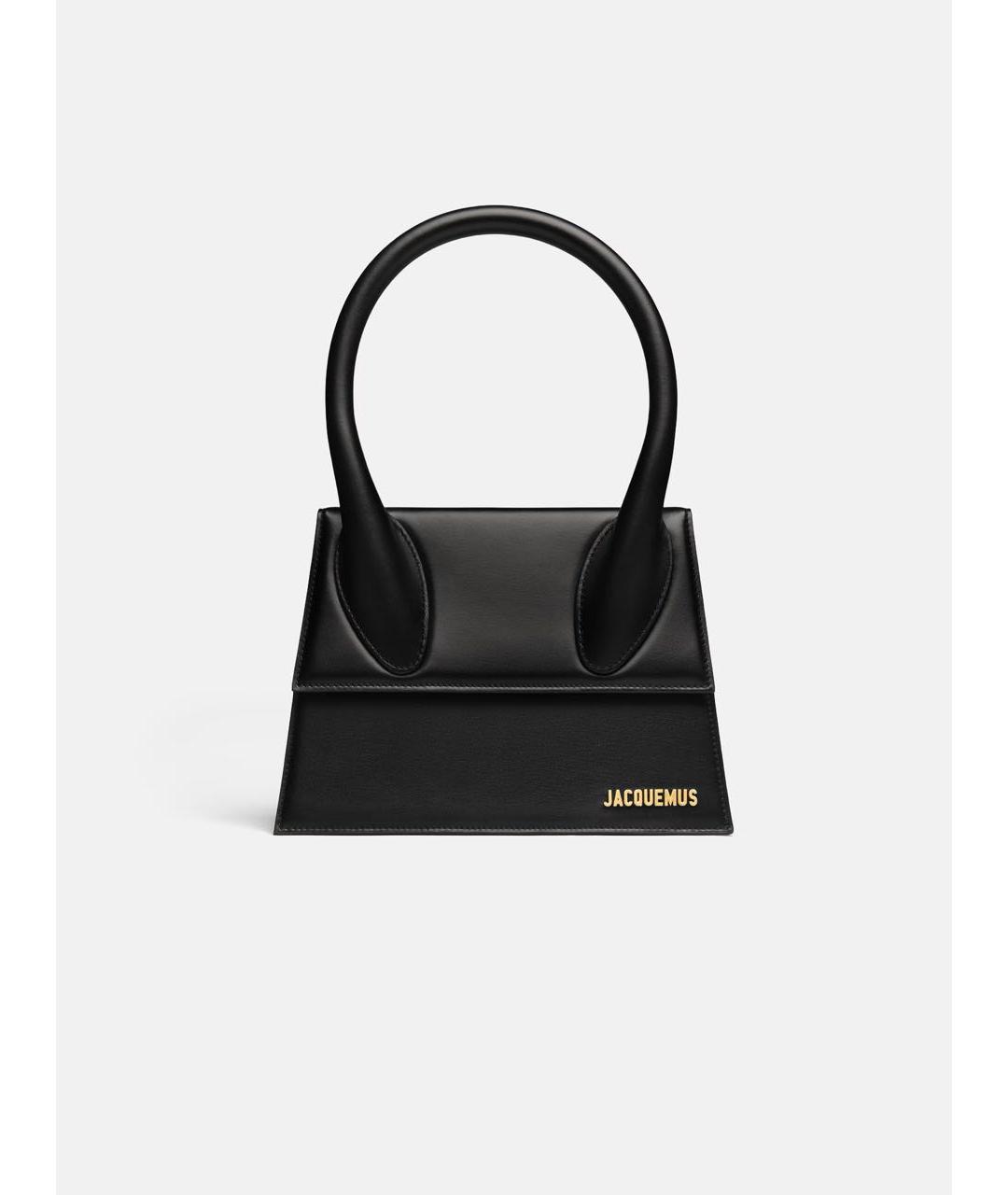 JACQUEMUS Черная кожаная сумка с короткими ручками, фото 8