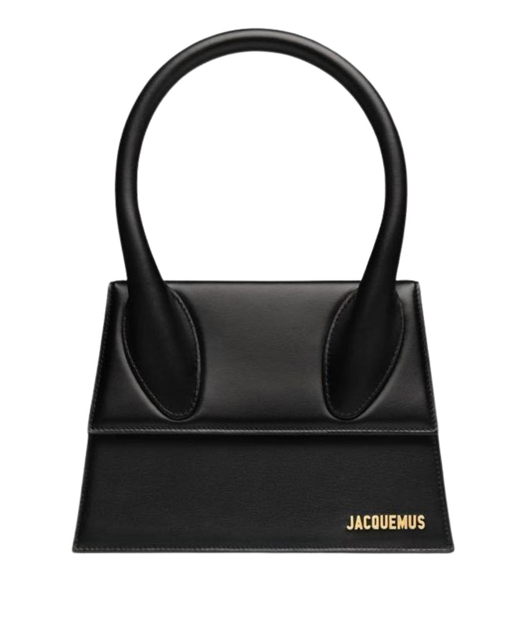 JACQUEMUS Черная кожаная сумка с короткими ручками, фото 1