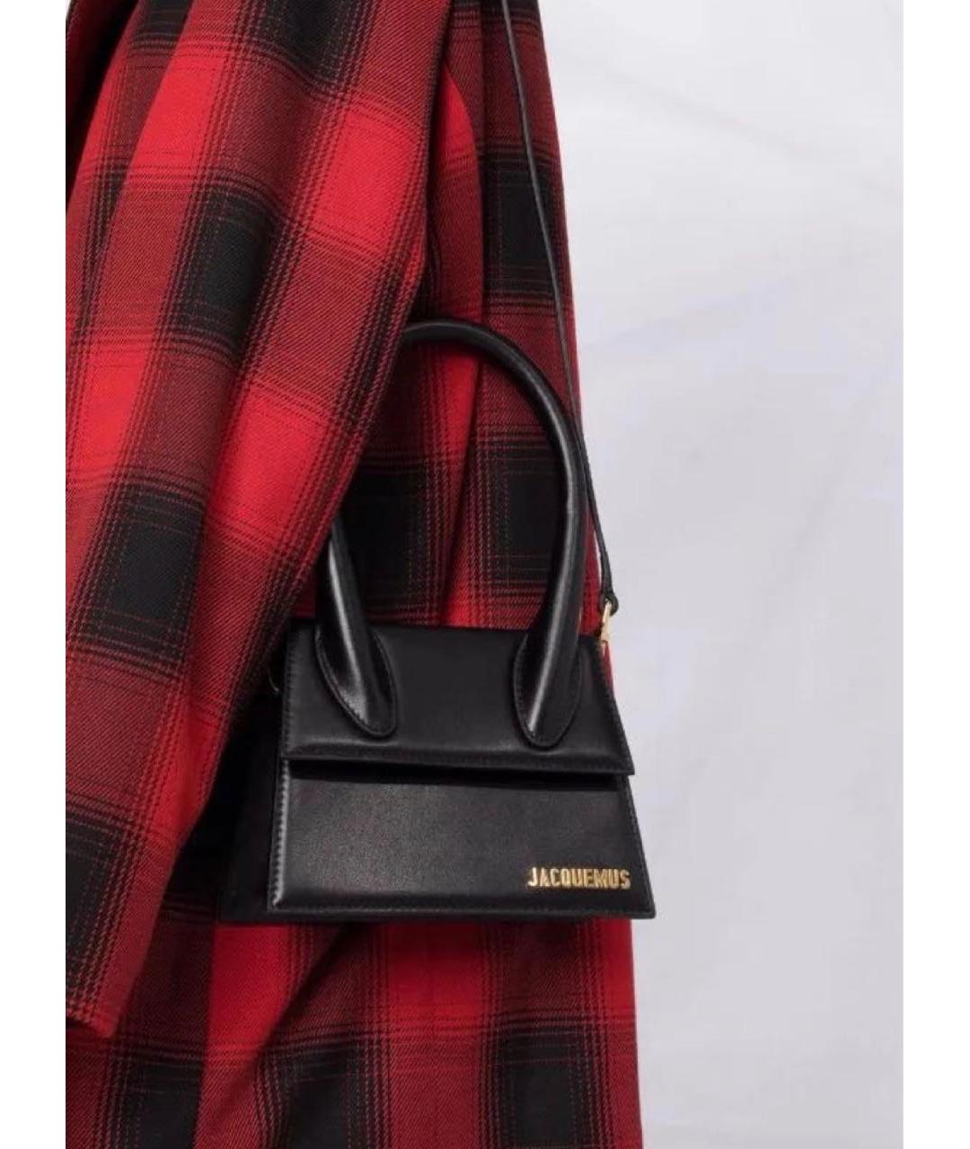 JACQUEMUS Черная кожаная сумка с короткими ручками, фото 7