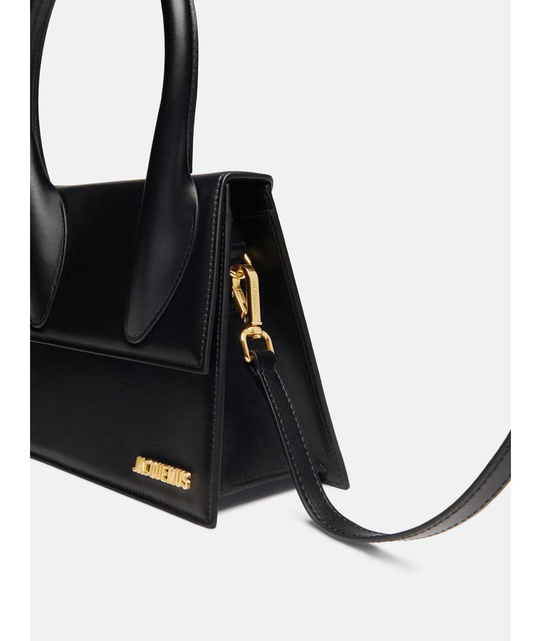 JACQUEMUS Черная кожаная сумка с короткими ручками, фото 4