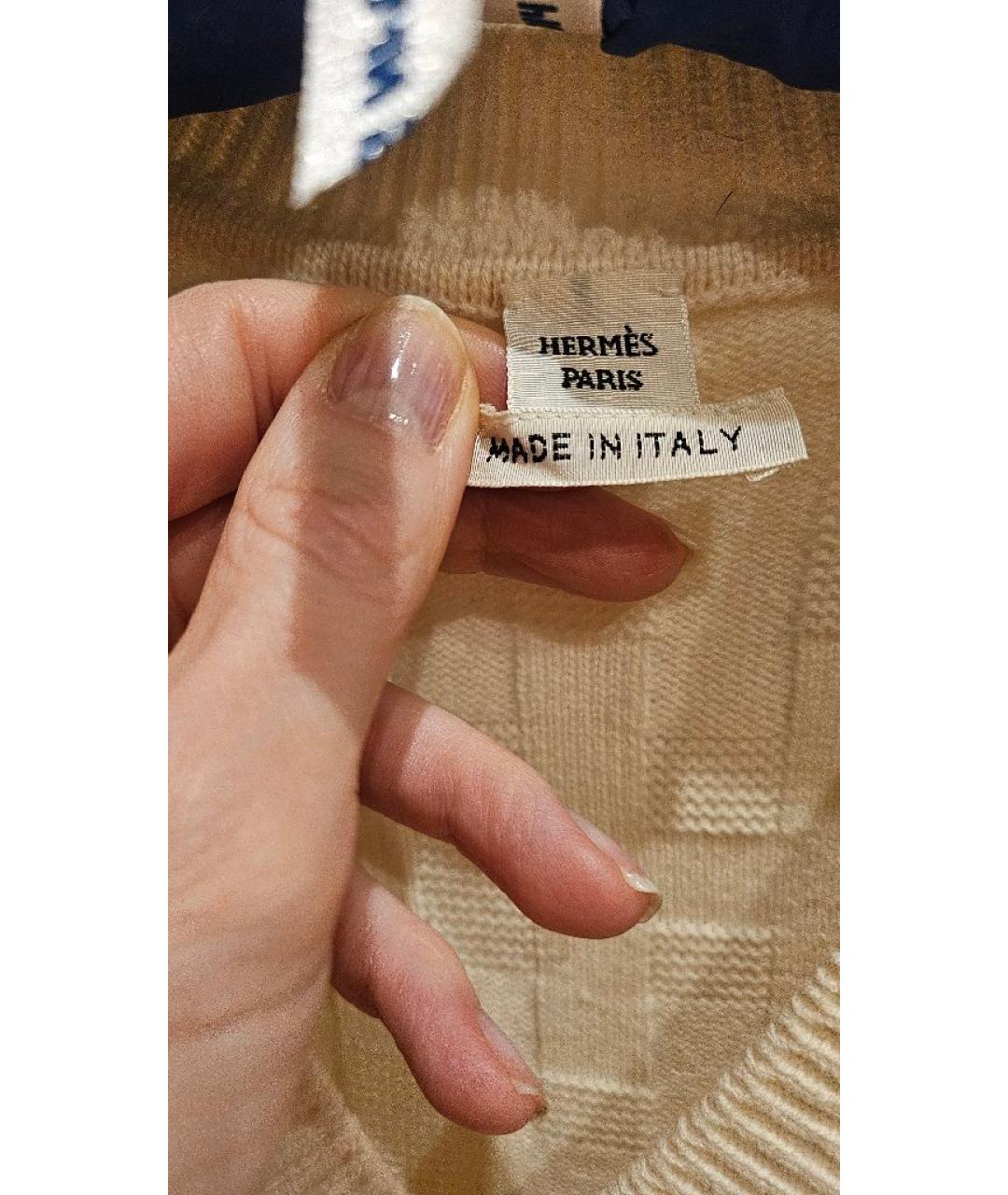HERMES Бежевый шерстяной джемпер / свитер, фото 3