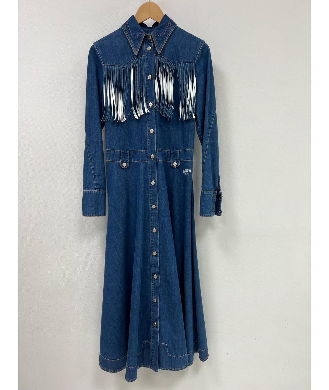 MSGM Синее хлопковое повседневное платье, фото 7