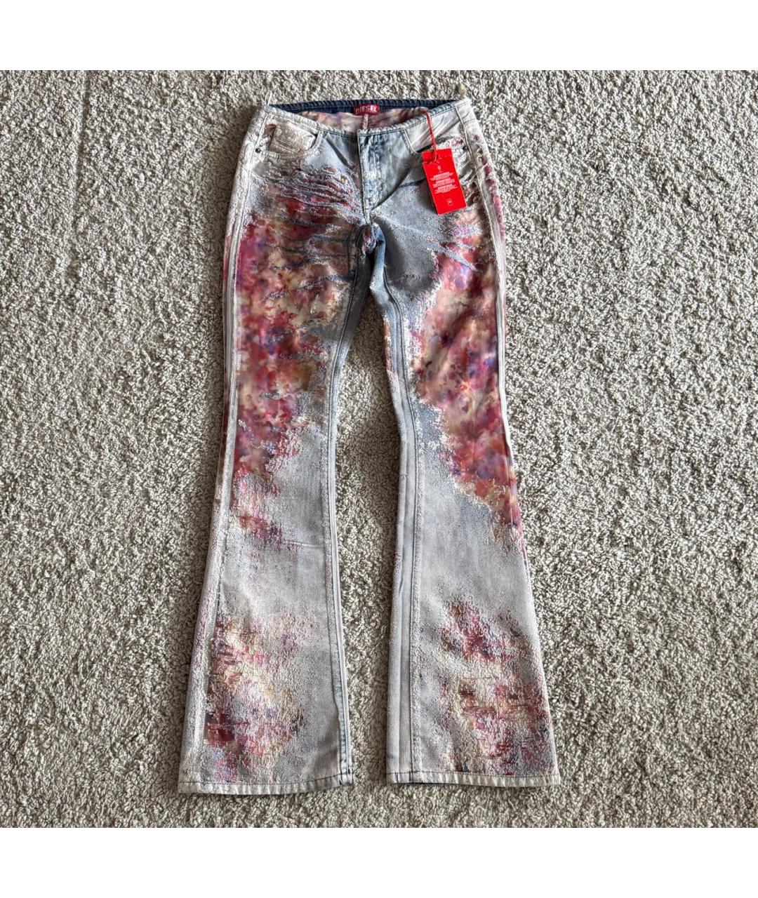 DIESEL Голубые хлопко-полиэстеровые джинсы клеш, фото 9