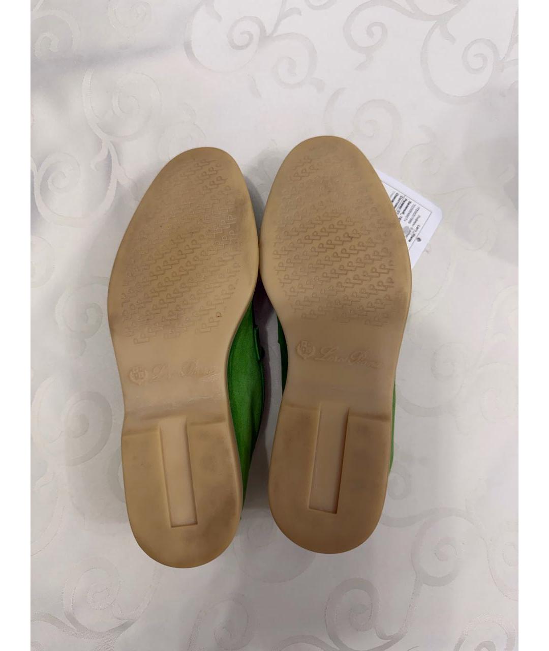 LORO PIANA Зеленые замшевые лоферы, фото 4