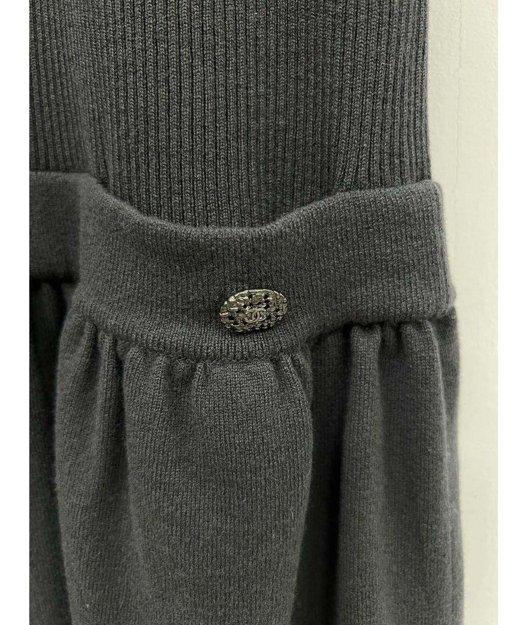 CHANEL Антрацитовое шерстяное повседневное платье, фото 5