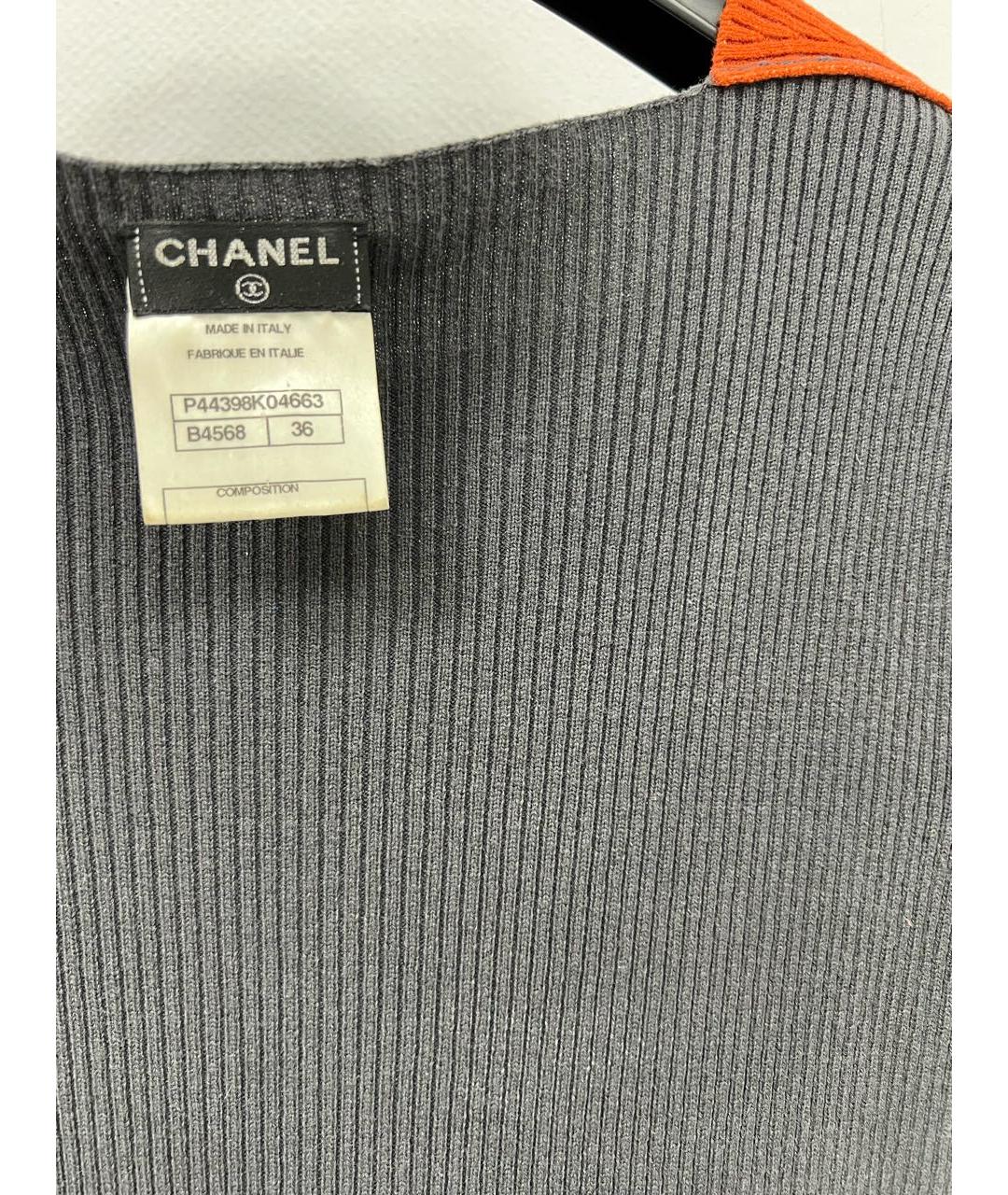 CHANEL Антрацитовое шерстяное повседневное платье, фото 3