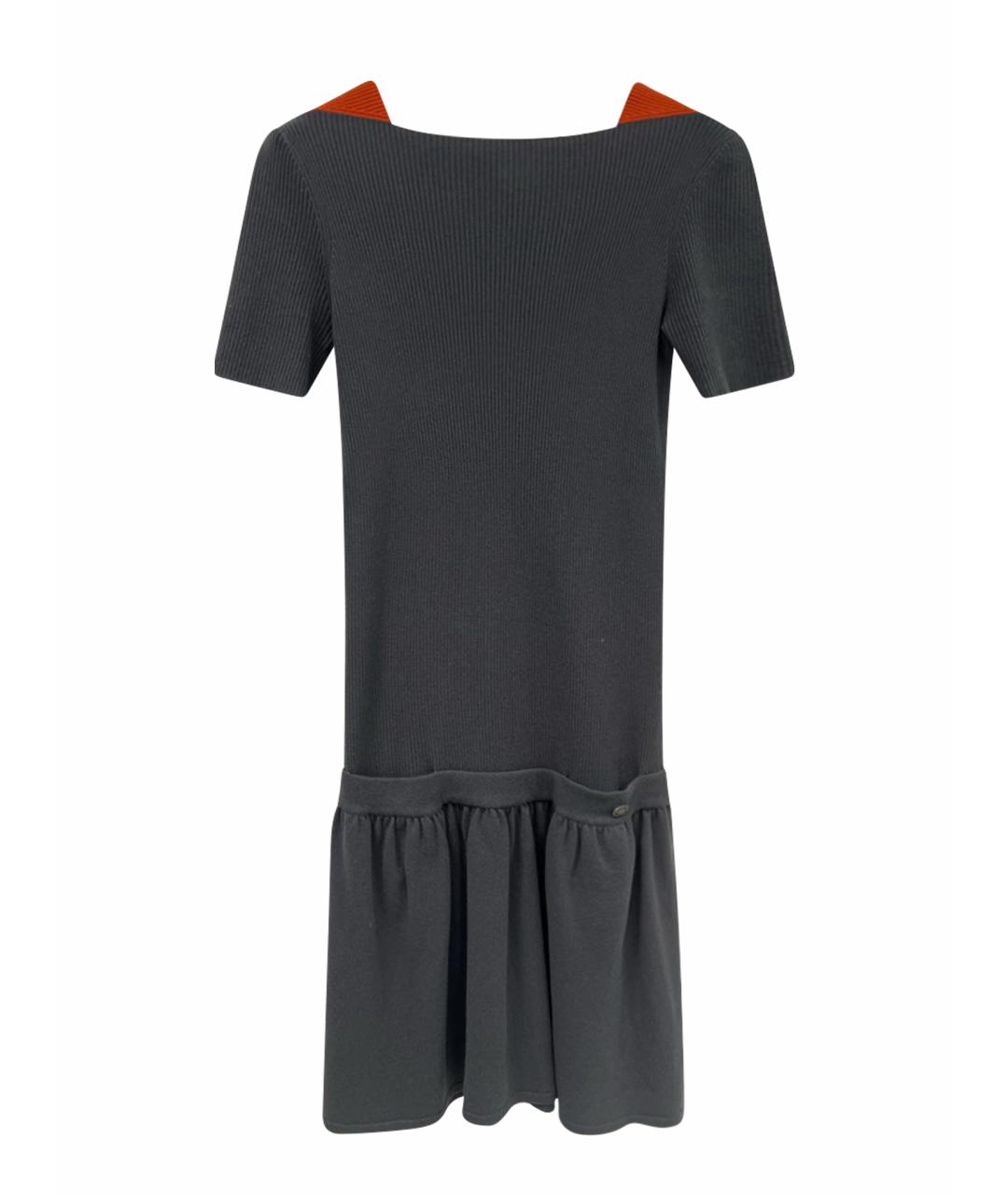 CHANEL Антрацитовое шерстяное повседневное платье, фото 1