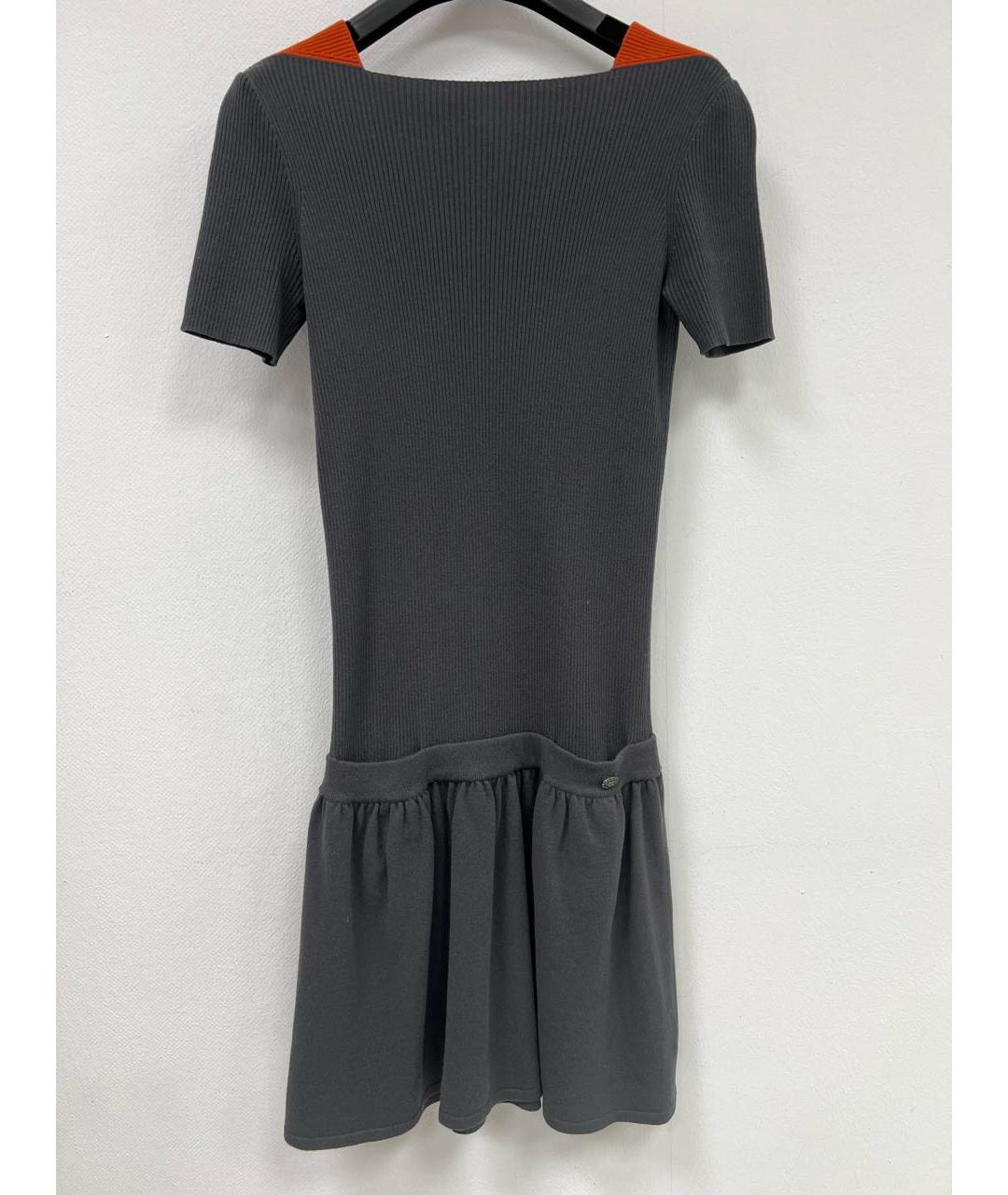 CHANEL Антрацитовое шерстяное повседневное платье, фото 7