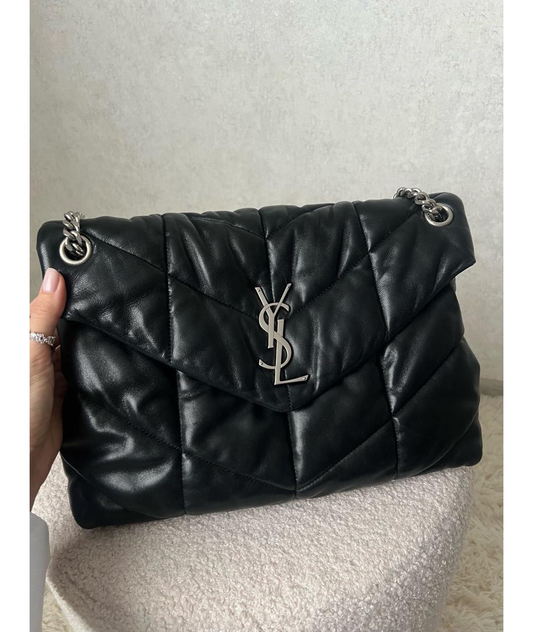 SAINT LAURENT Черная кожаная сумка через плечо, фото 2