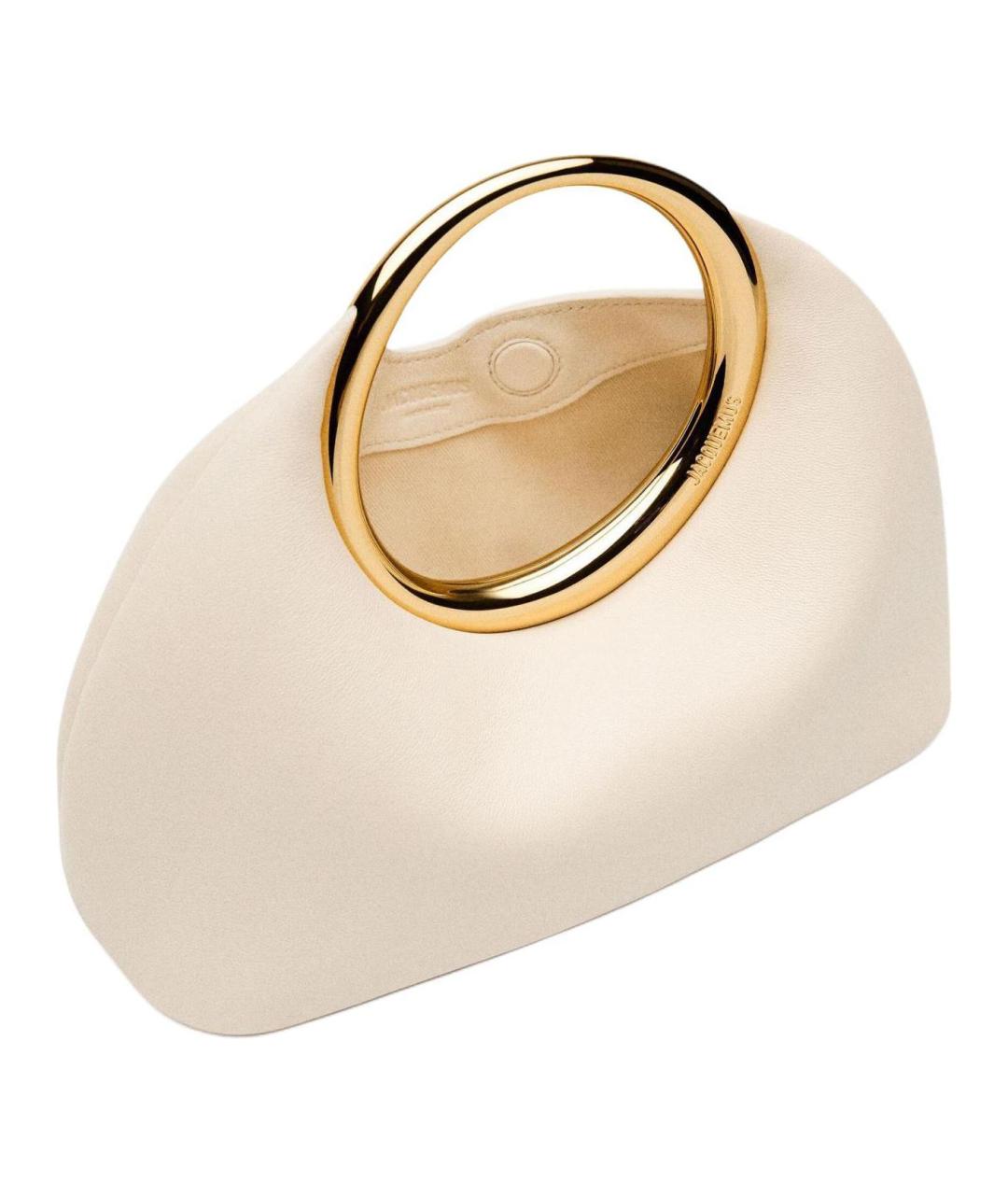 JACQUEMUS Бежевая кожаная сумка с короткими ручками, фото 4