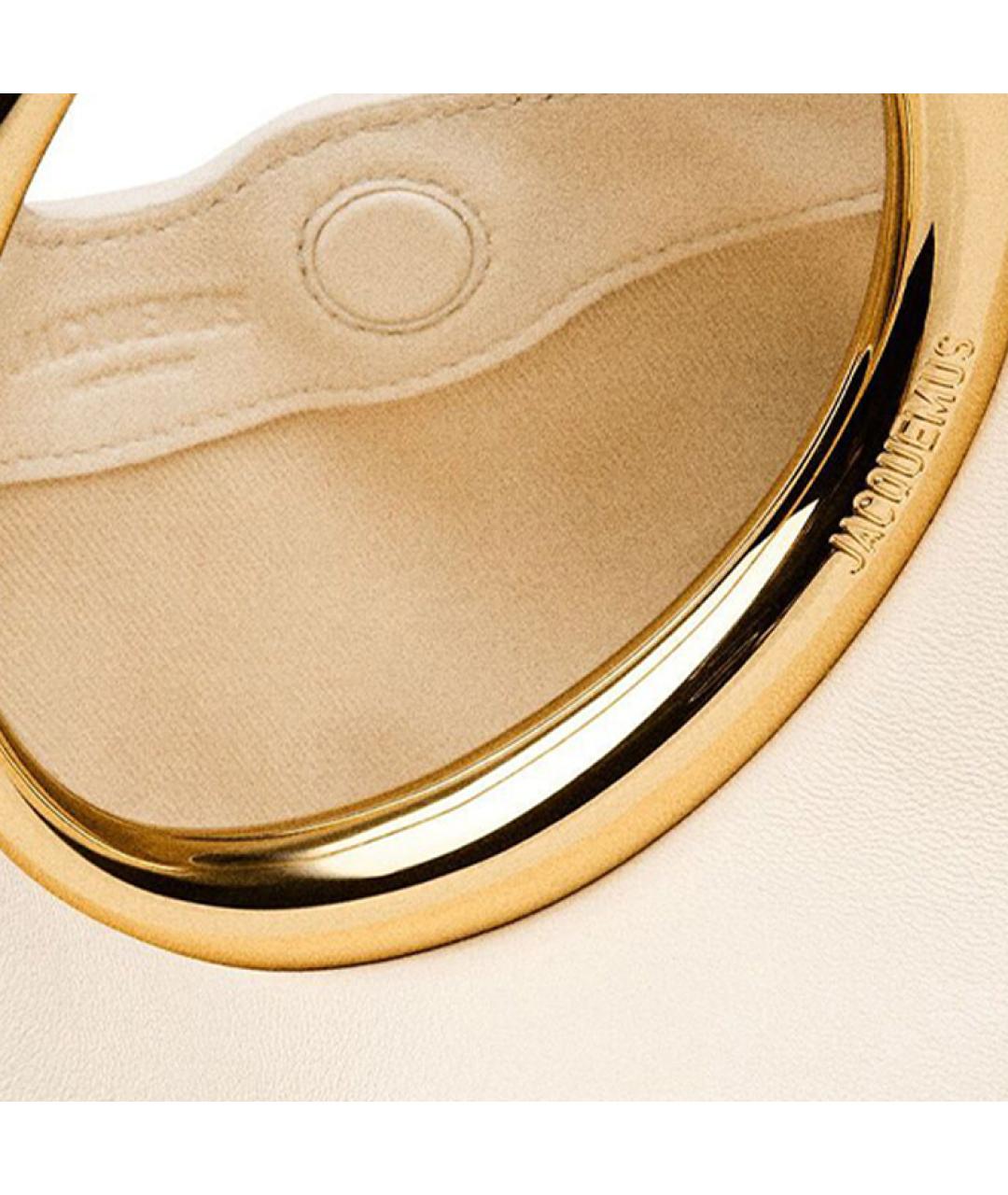 JACQUEMUS Бежевая кожаная сумка с короткими ручками, фото 5