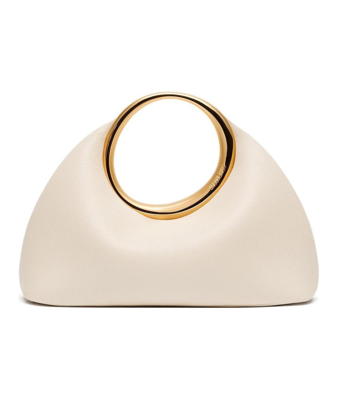 JACQUEMUS Бежевая кожаная сумка с короткими ручками, фото 1