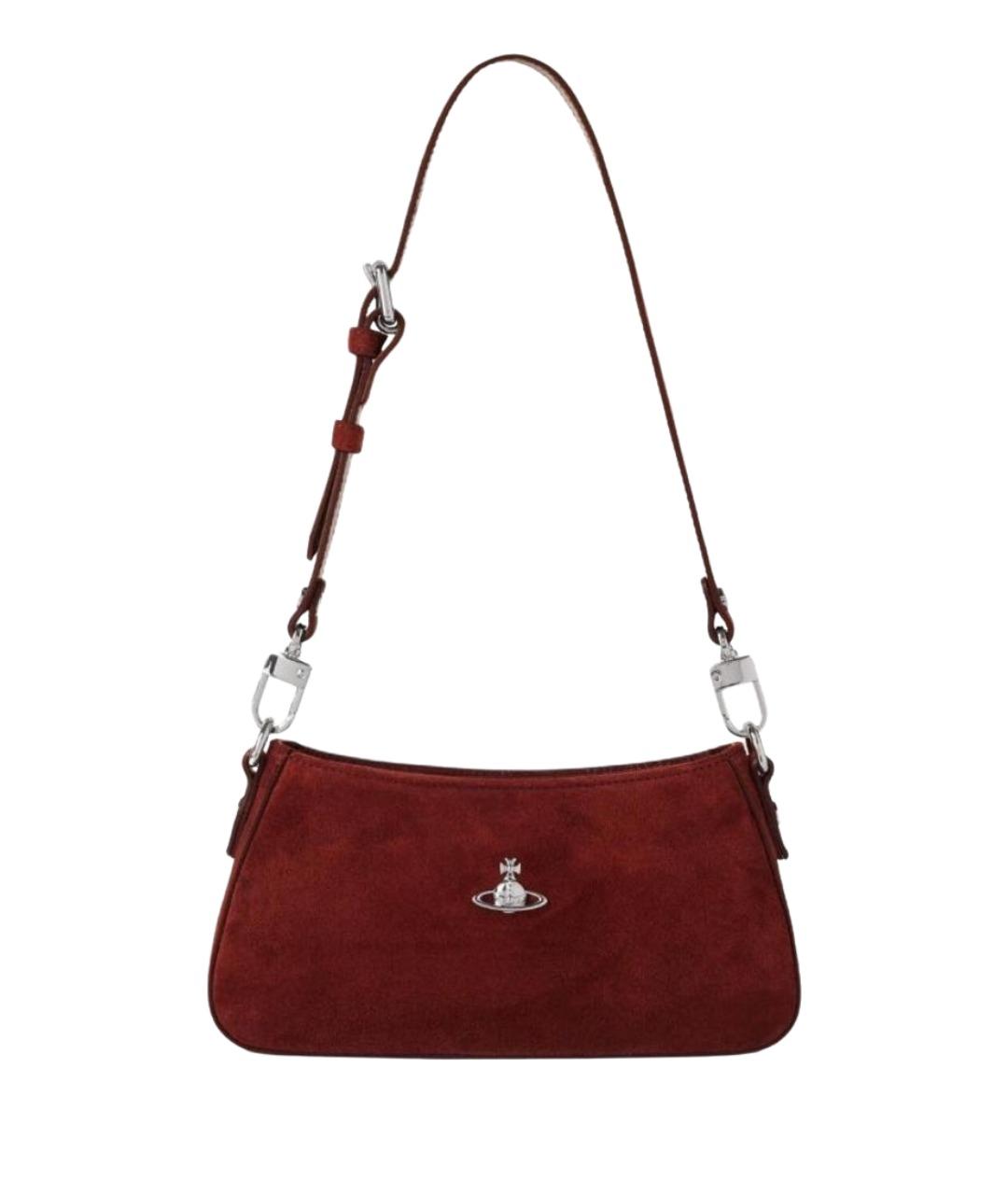 VIVIENNE WESTWOOD Бордовая замшевая сумка через плечо, фото 1