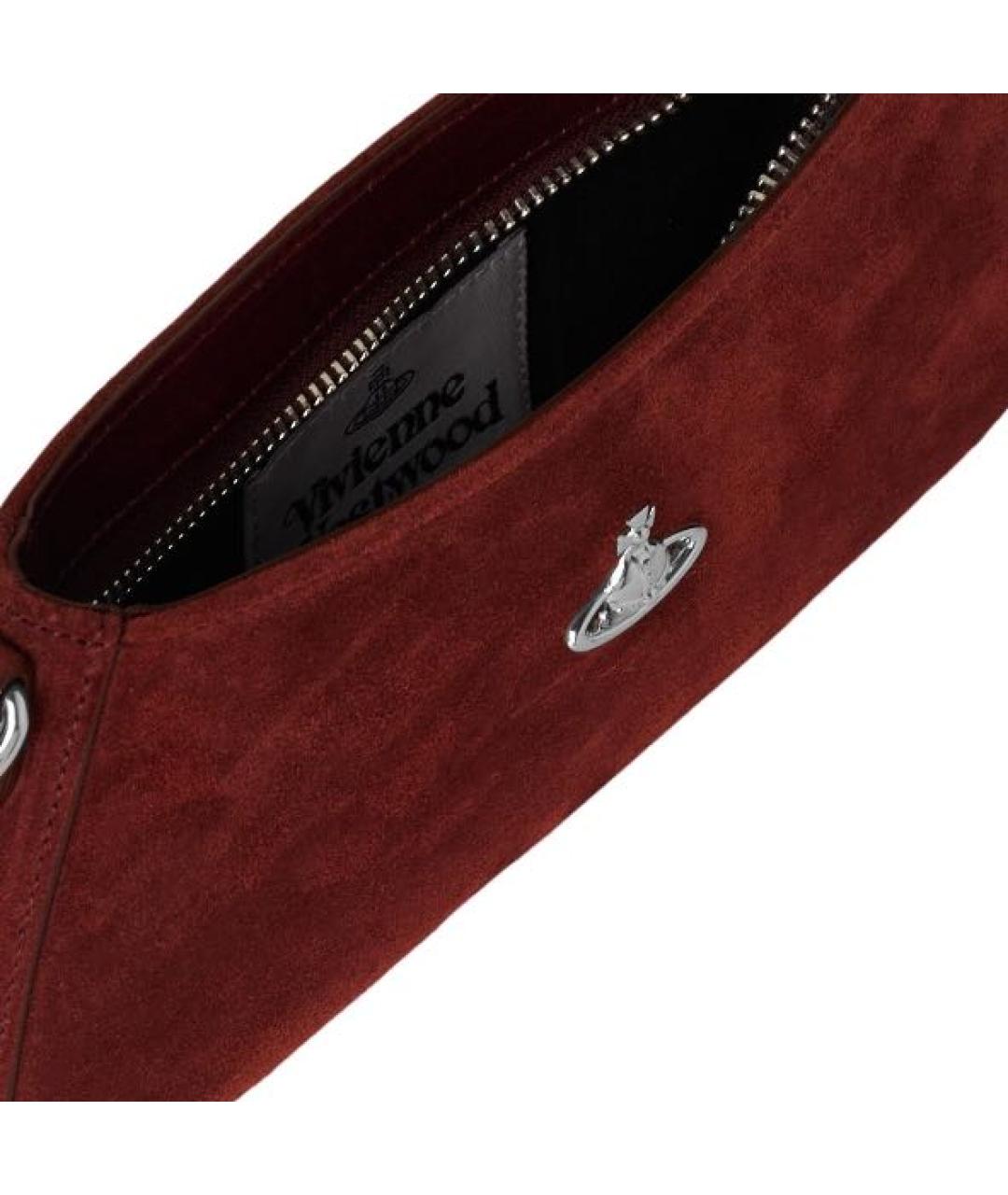 VIVIENNE WESTWOOD Бордовая замшевая сумка через плечо, фото 3