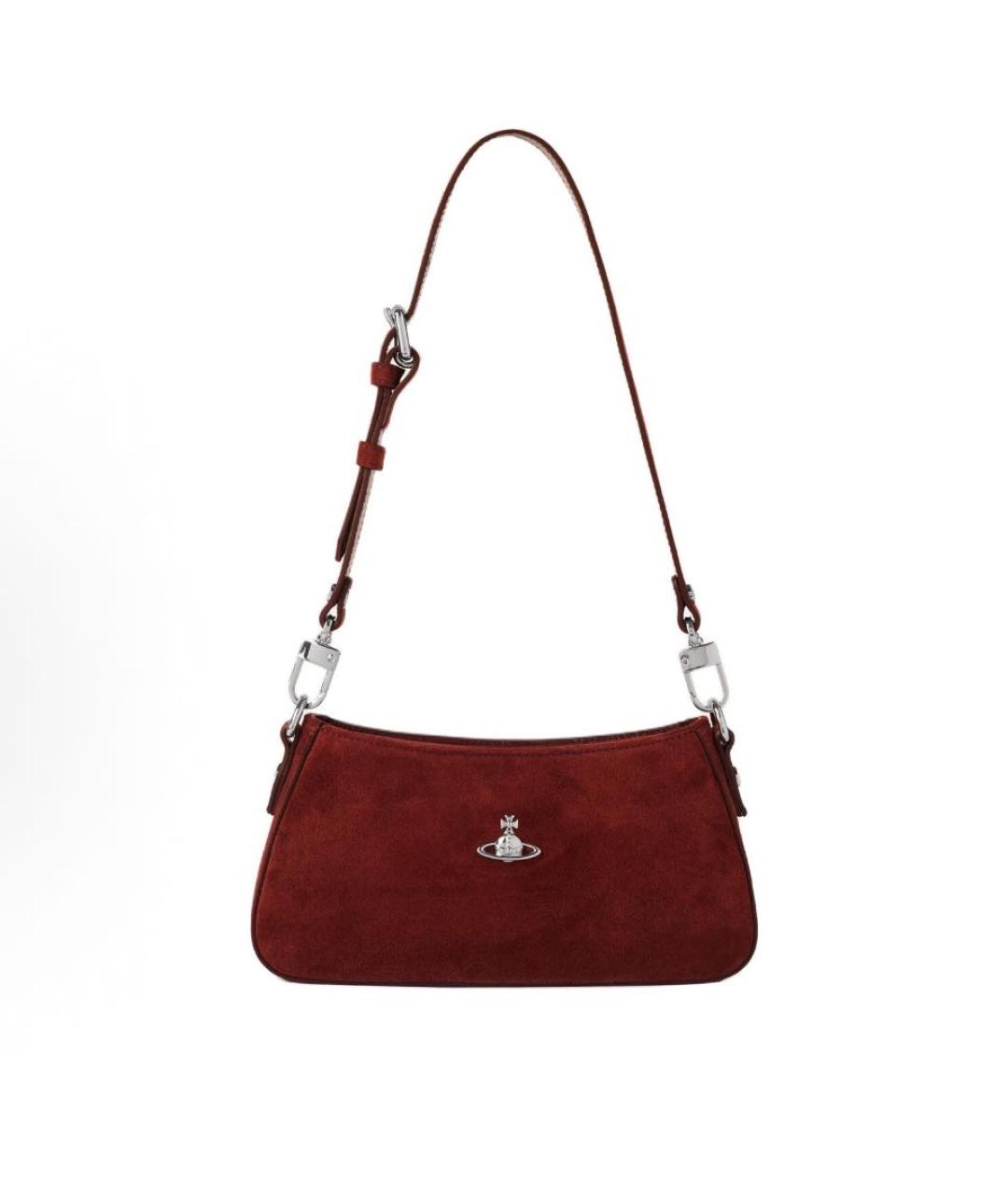 VIVIENNE WESTWOOD Бордовая замшевая сумка через плечо, фото 8