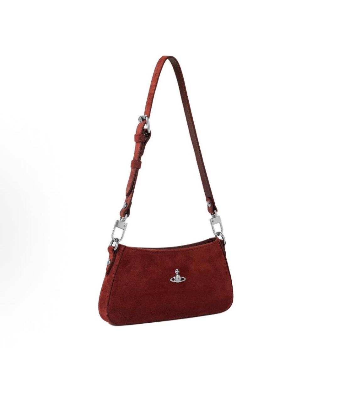 VIVIENNE WESTWOOD Бордовая замшевая сумка через плечо, фото 2