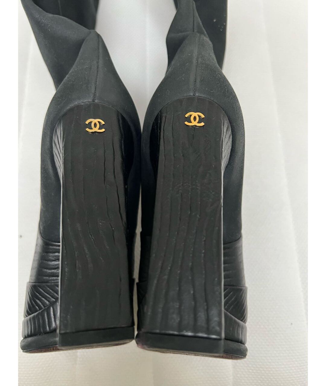 CHANEL Антрацитовые нубуковые сапоги, фото 7