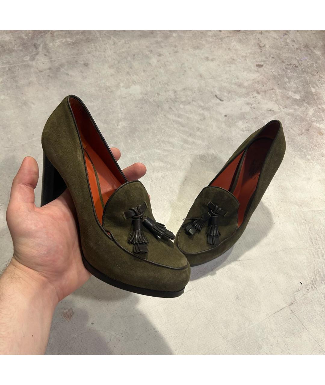 SANTONI Зеленые замшевые туфли, фото 2