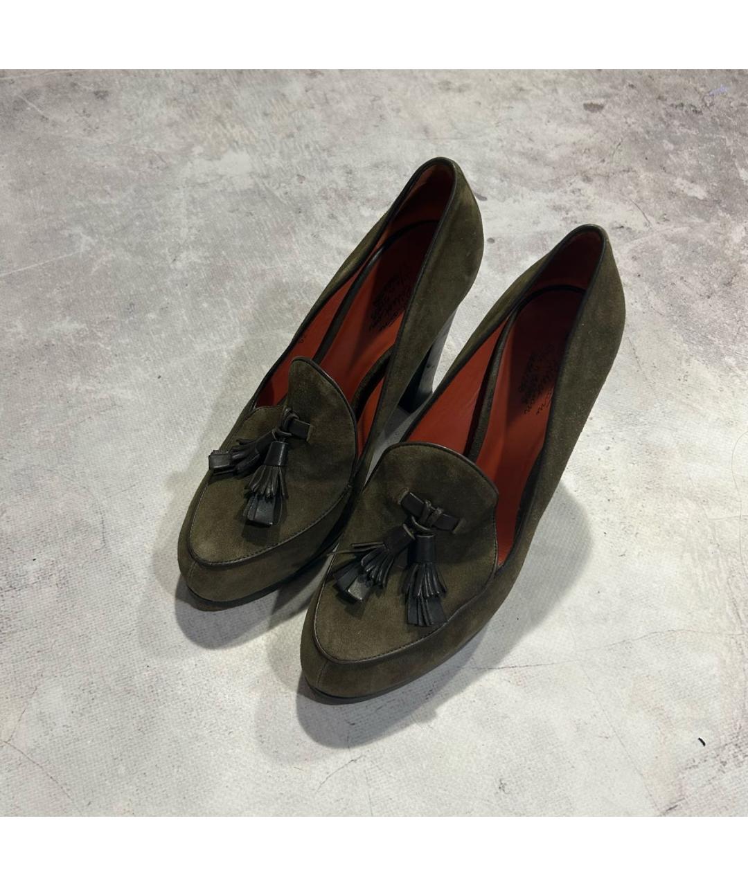 SANTONI Зеленые замшевые туфли, фото 3