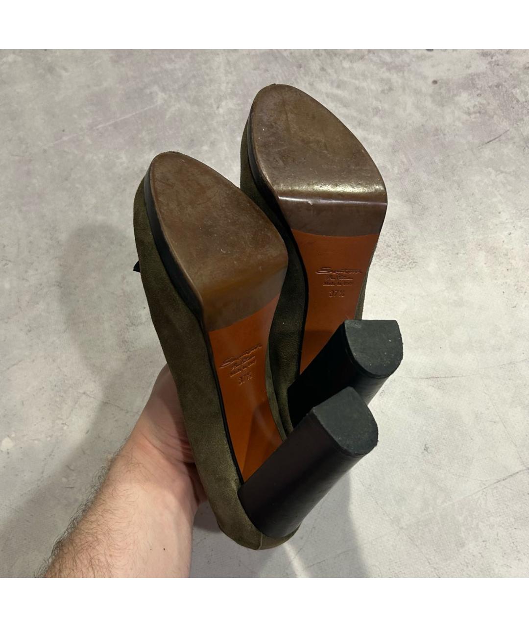 SANTONI Зеленые замшевые туфли, фото 5