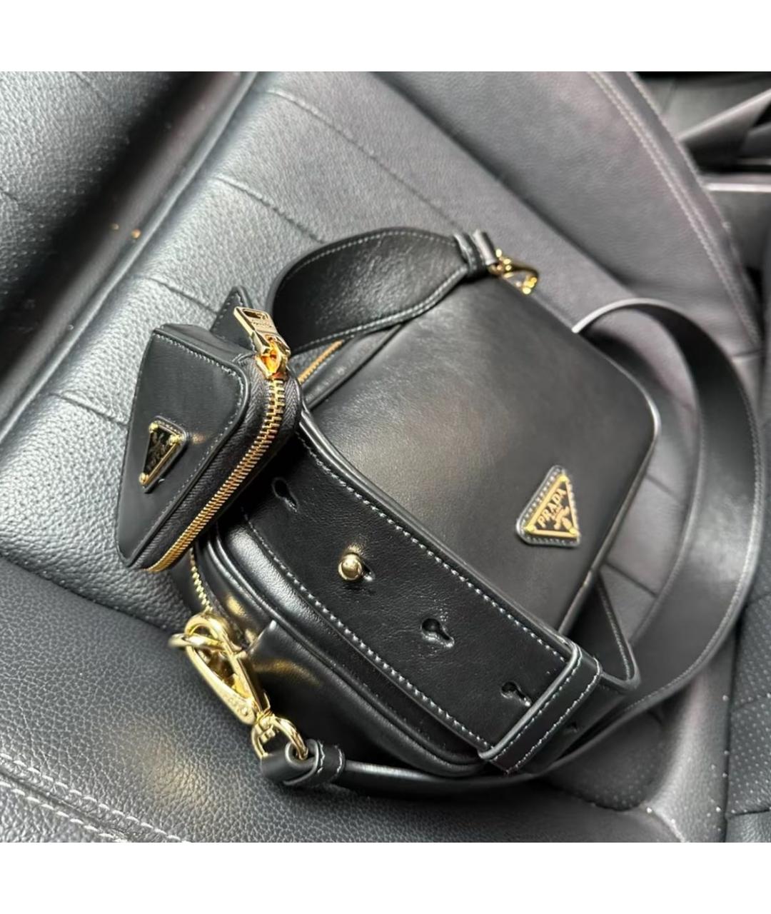 PRADA Черная кожаная сумка через плечо, фото 7