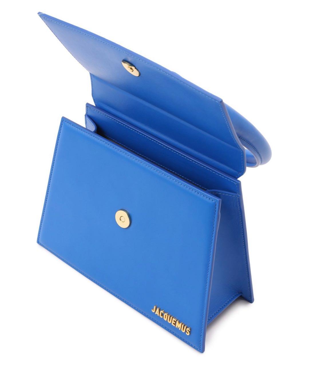 JACQUEMUS Синяя кожаная сумка с короткими ручками, фото 2