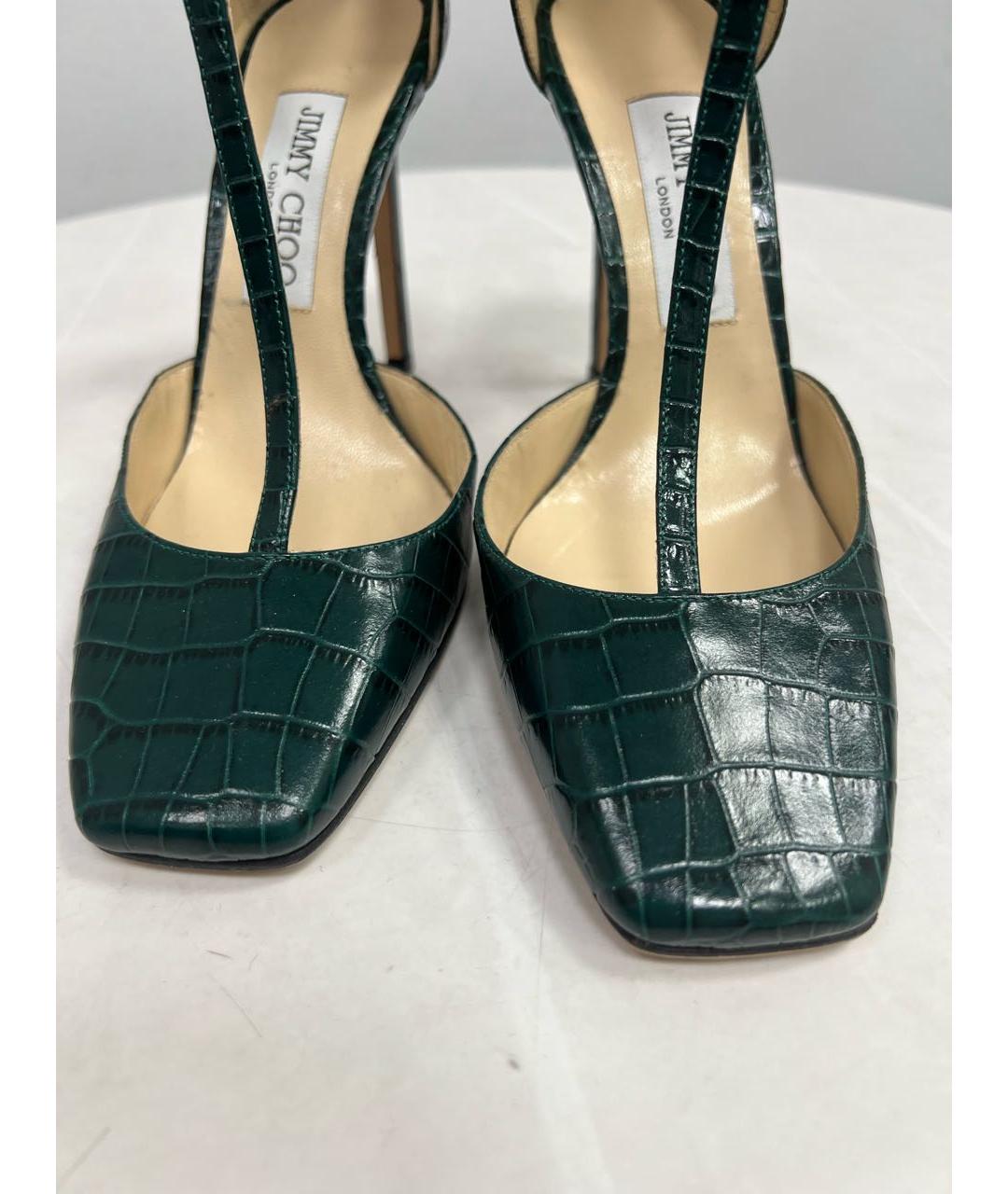 JIMMY CHOO Зеленые кожаные туфли, фото 4