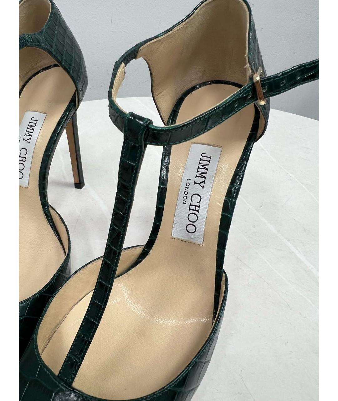 JIMMY CHOO Зеленые кожаные туфли, фото 5